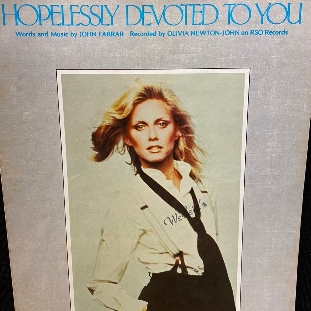 Vtg “Hopelessly Devoted to You”, Sheet Music&Music RecordedByOlivia Newton-John